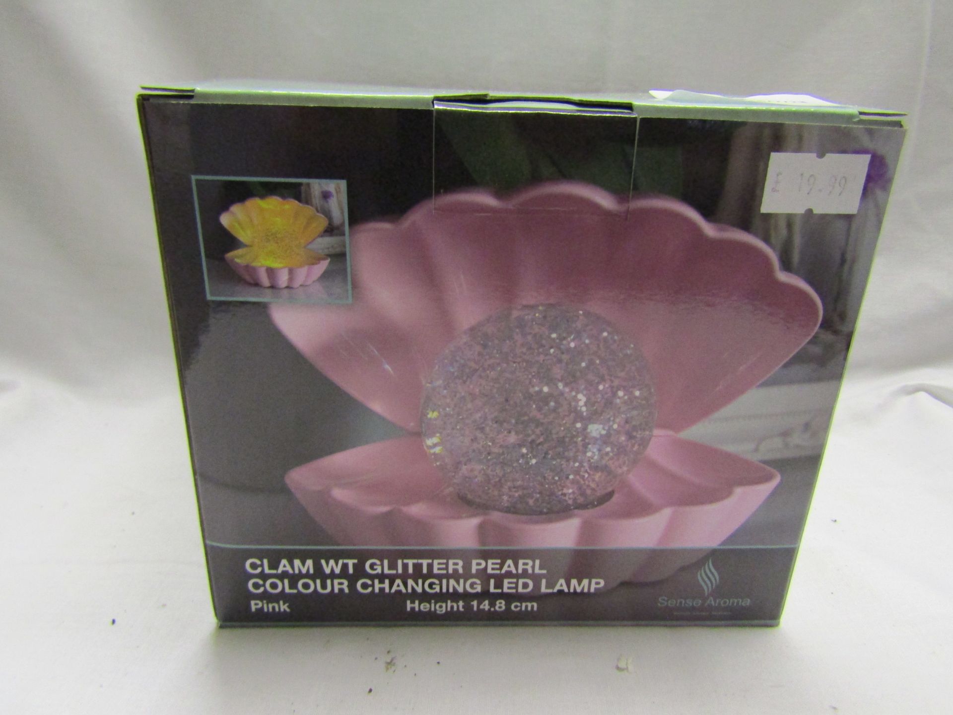 Sense Aroma Clam With Glitter Pearl Changing LED Lamp Black 14.8 CM Height Unchecked & Boxed