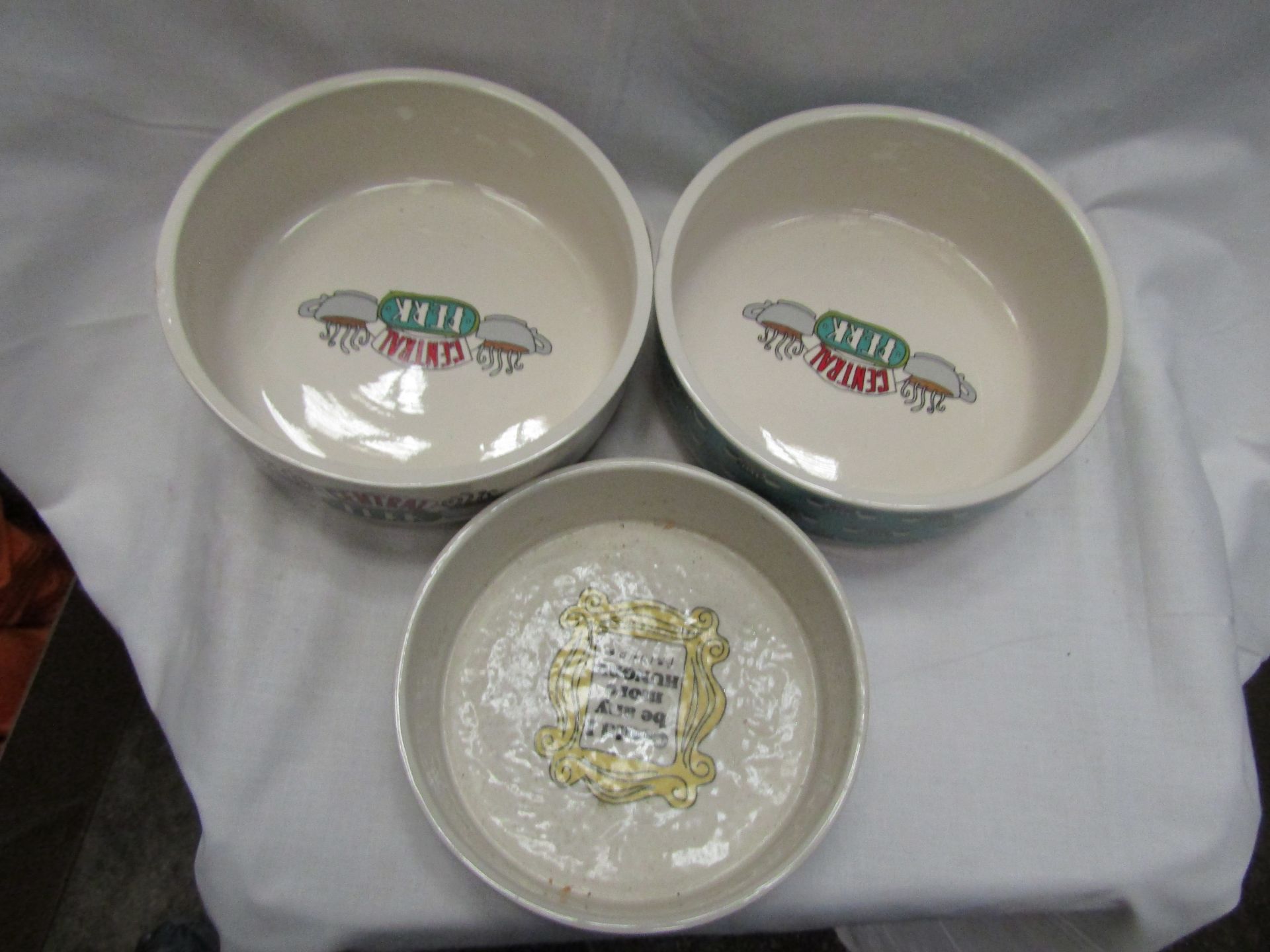 3 X Friends Themed Dog Bowls 2 X Large 1 X Med