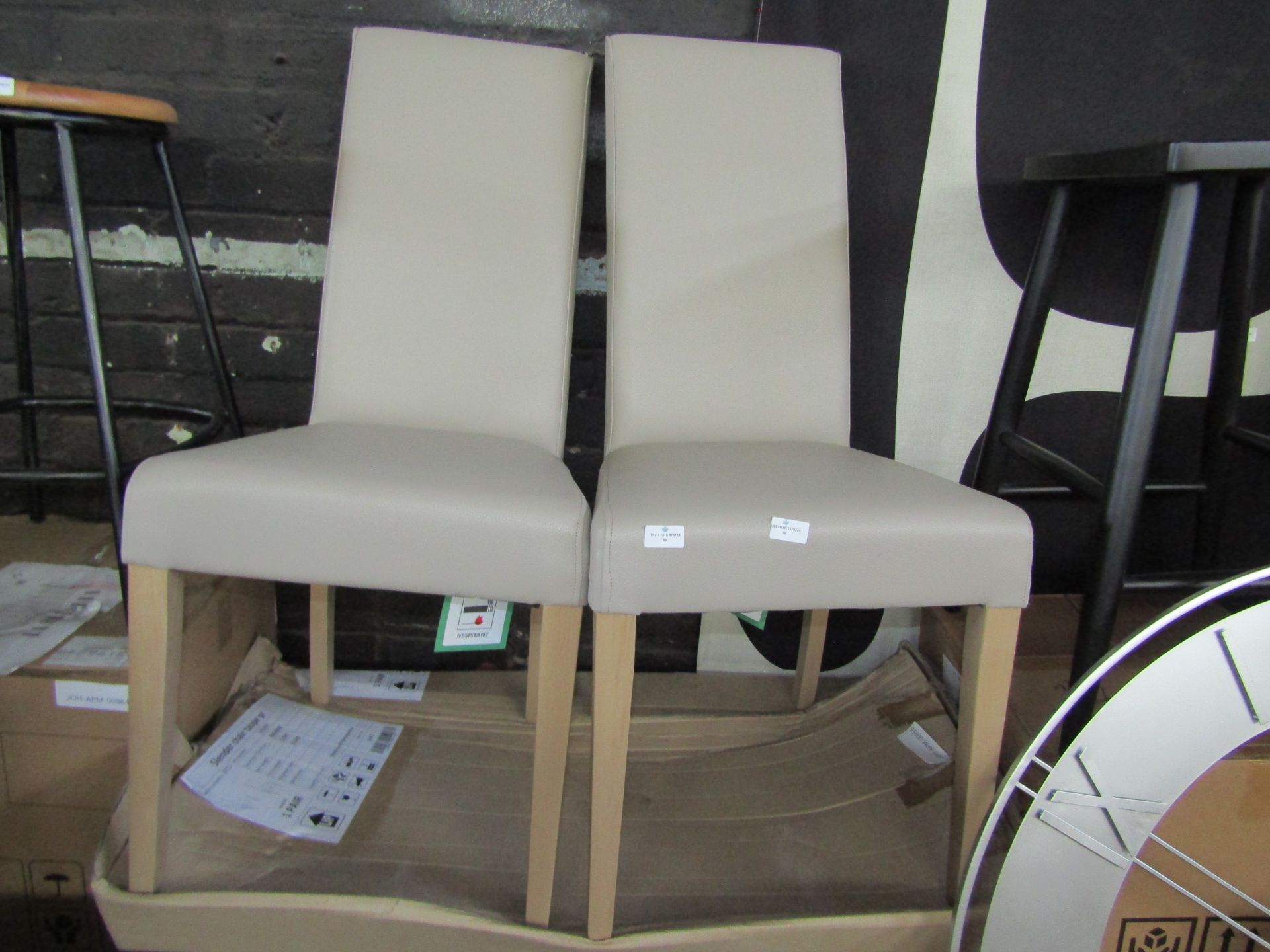 John Lewis Anyday Slender Faux Leather Dining Chairs Set of 2 in Taupe RRP Â£179.00 - Image 2 of 2