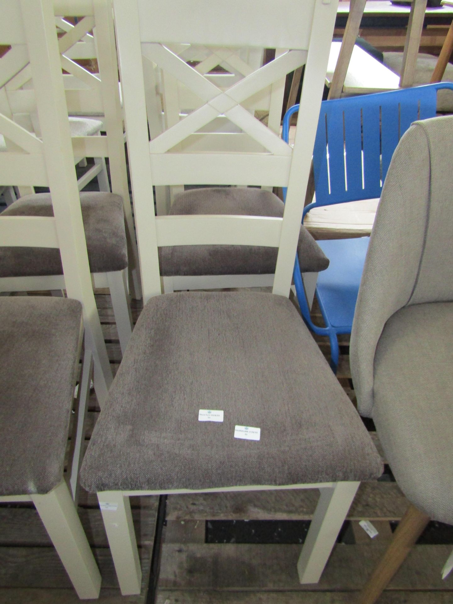 Oak Furnitureland Shay Painted Chair with Plain Charcoal Fabric Seat RRP Â£340.00 - Image 2 of 2