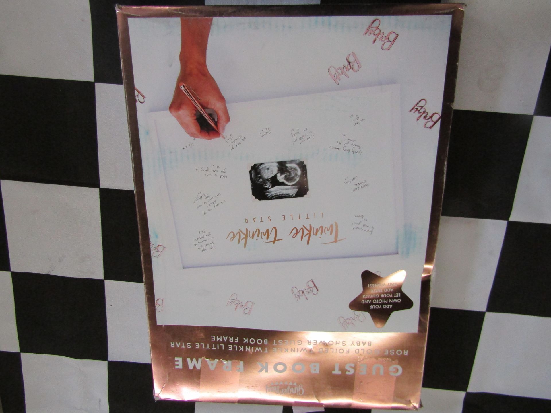 GingerRay - Guest Book Frame ( Baby Shower Book Frame ) - Unchecked & Boxed.