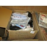 box of Mixed Amazon Shoes and and Clothing all new, consists of 10 shoes/boots and 30 pieces of