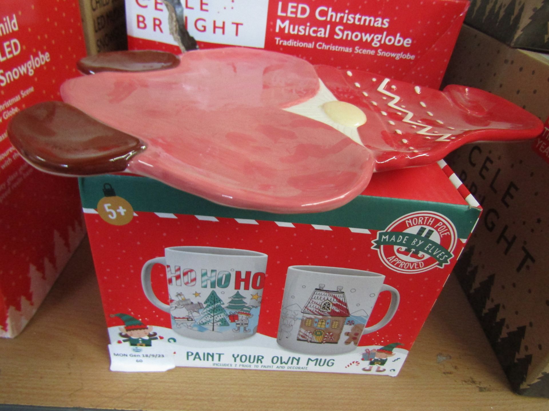 1x Paint Your Own Christmas Mug's (2x) - Unchecked & Boxed. 1x Christmas Small Plate - Good