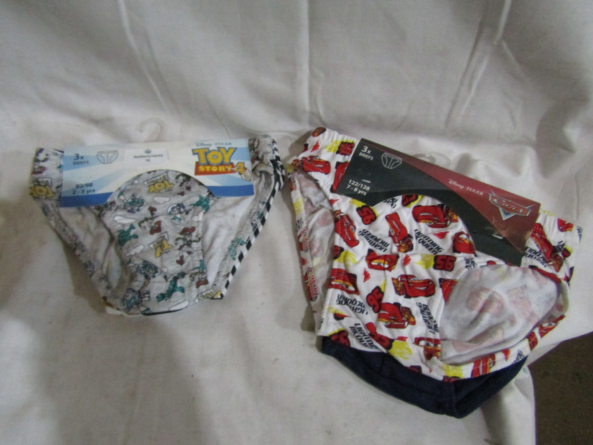 2 X Disney PKS of 3 Boys Briefs Aged 2/3 & 8/7 All New