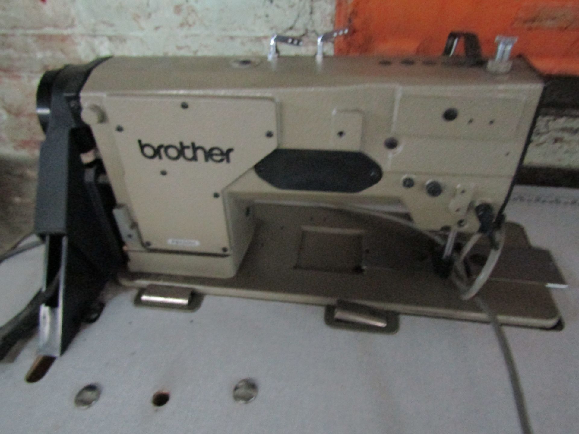 Brother P842001 multi needle bench mounted stitch machine with peddles, was working before being - Image 2 of 5