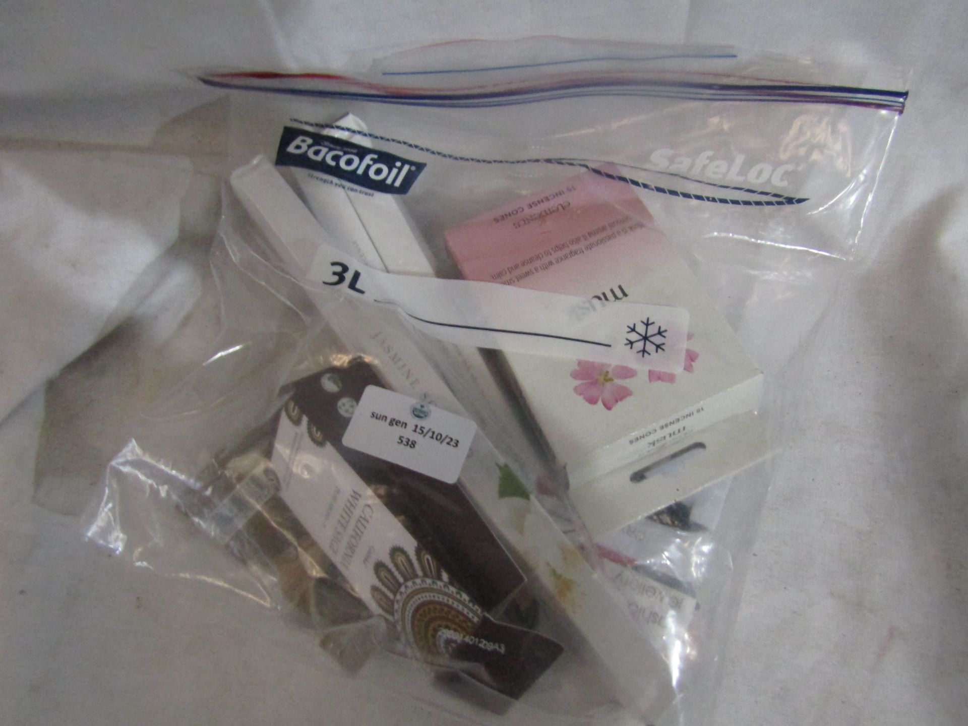 Lot Containing 11 Items being Earings Necklace Ponytail Covers 3 X 8 PK of Incense Sticks 1 X PK