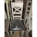 Oak Furnitureland St Ives Light Grey Painted Chair with Black Bicast Leather Seat RRP 380.00