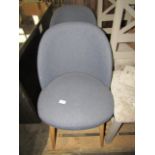 Rowico set of 2 blue fabric dining chairs with oak legs