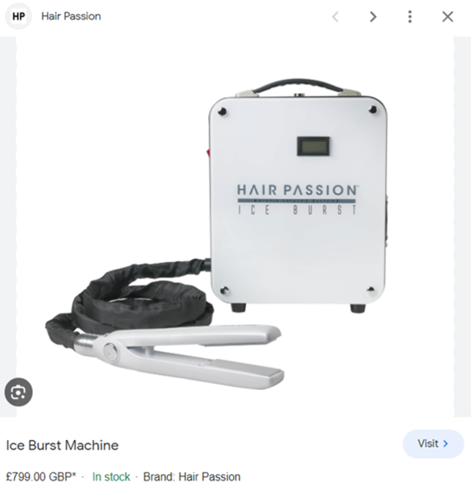 off site sale of 70x Hair passion Ice burst machines RRP £799 each, just a low 4800 start, collection by appointment
