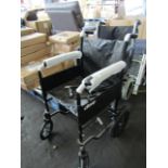 De Vilbiss Healthcare - S1 Economy Steel Transit Wheelchair with Solid Rear Wheels, 18 Inch Seat