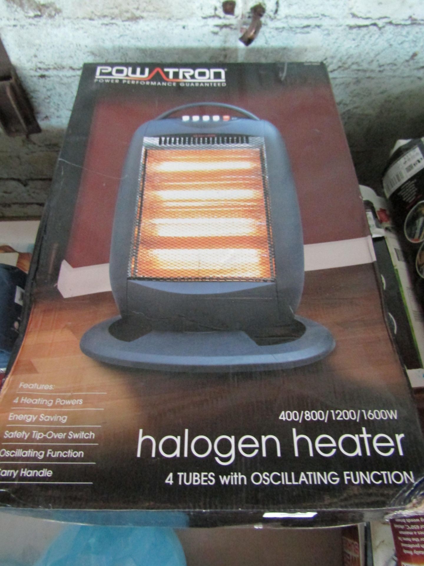 2x Powatron - Halogen Heaters 1600w Max - Unchecked, Boxes May Be Damaged.