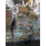 Approx 5ft tall Pallet of Unmanifested items typically include Household, toys, electricals, Kitchen