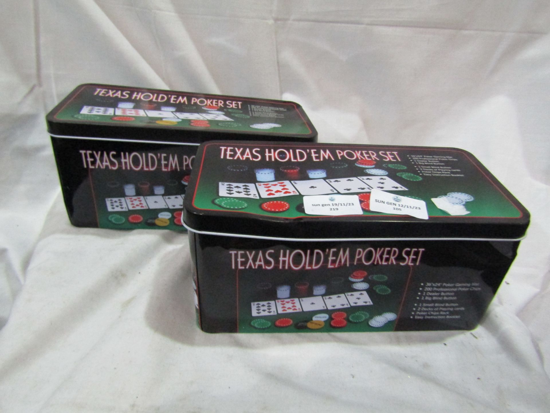 2 X Texas Hold"em Poker Sets Unchecked & Boxed