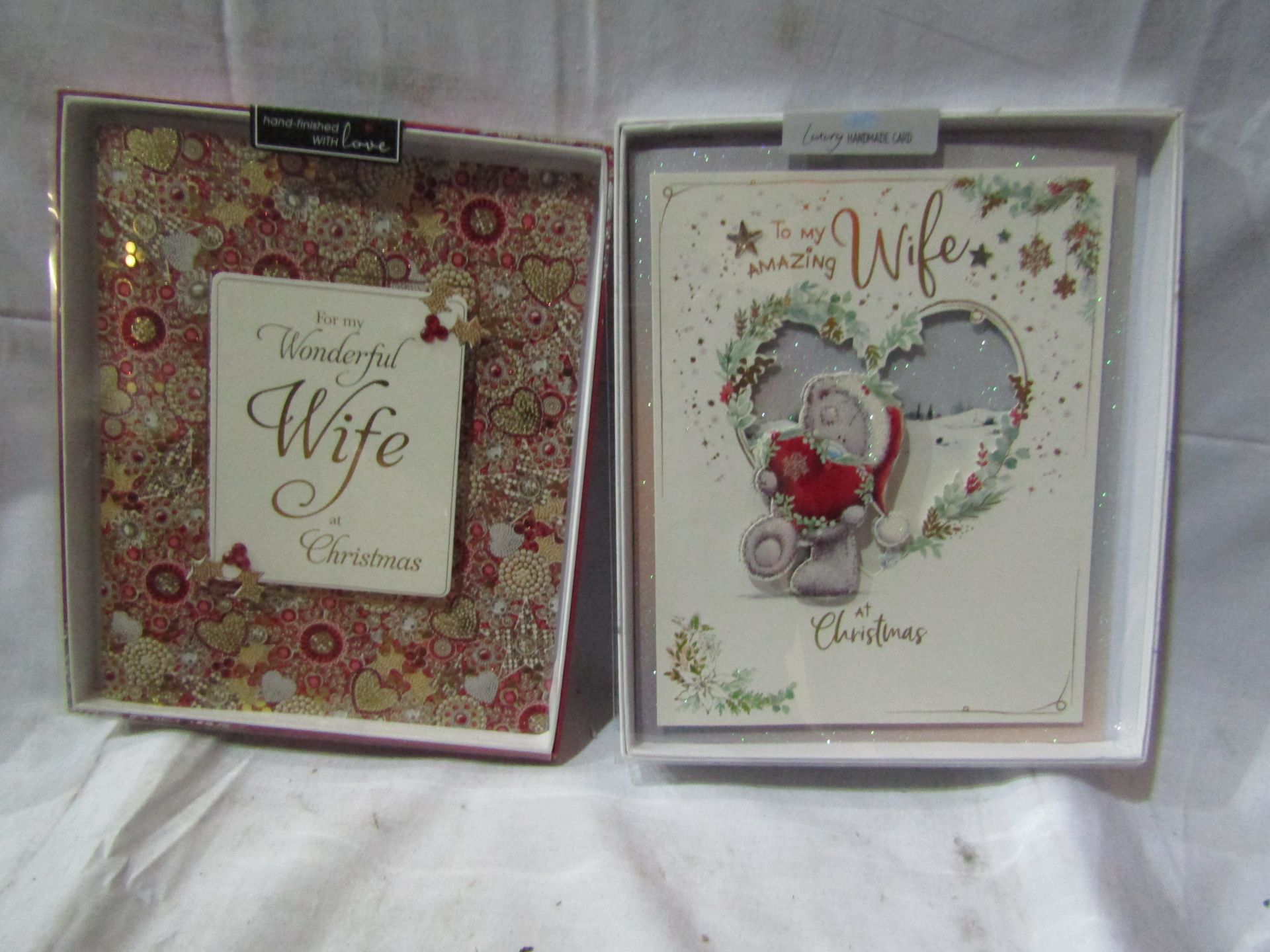 5 X Me-To-You Christmas cards ( To My Wonderful Wife ) Approx Size 25 X20 CM New & Boxed