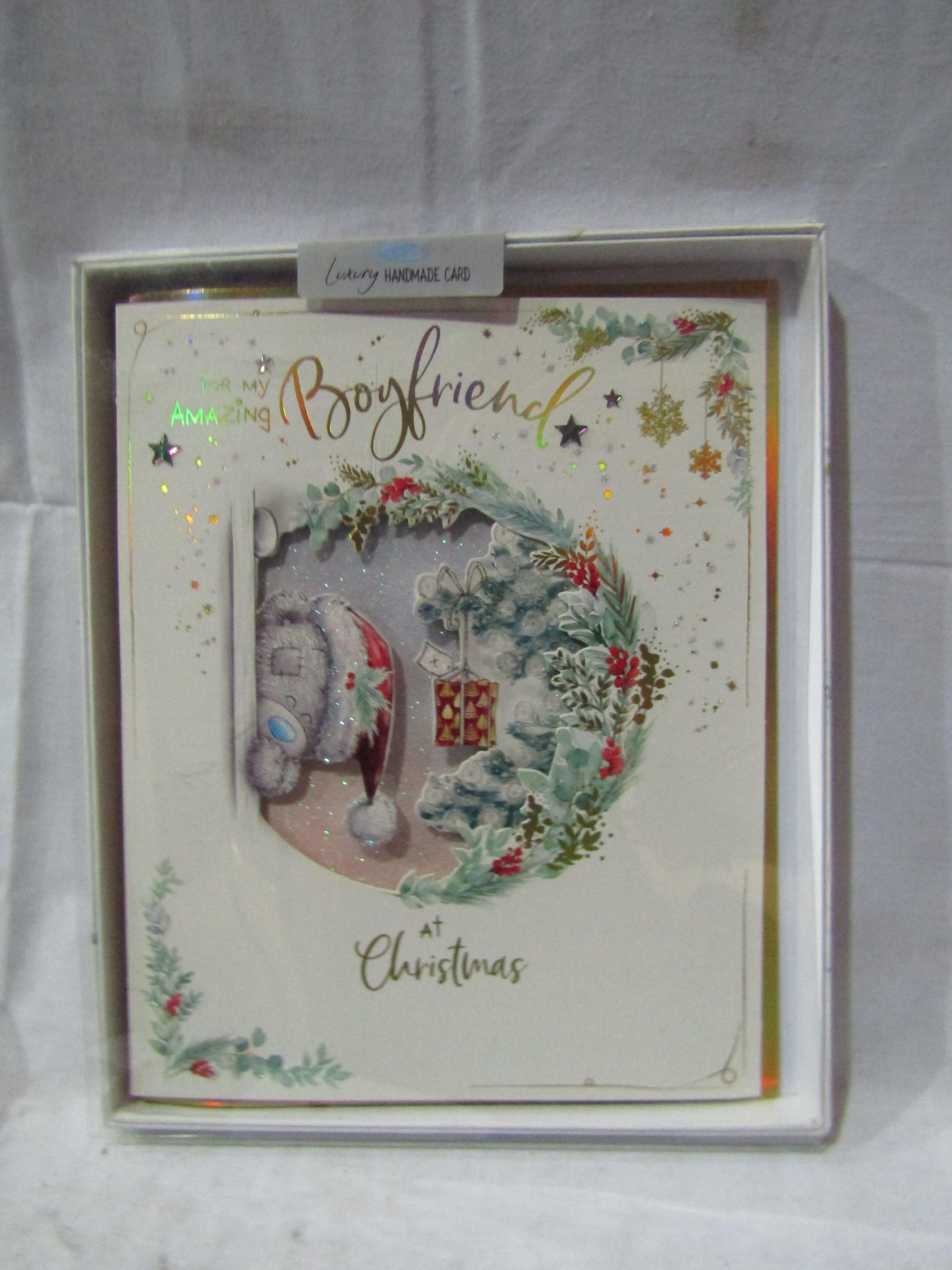 4 X Handmade Me-To_You Christmas Cards ( Boyfriend) Approx Size 24 X 20 CM New & Boxed