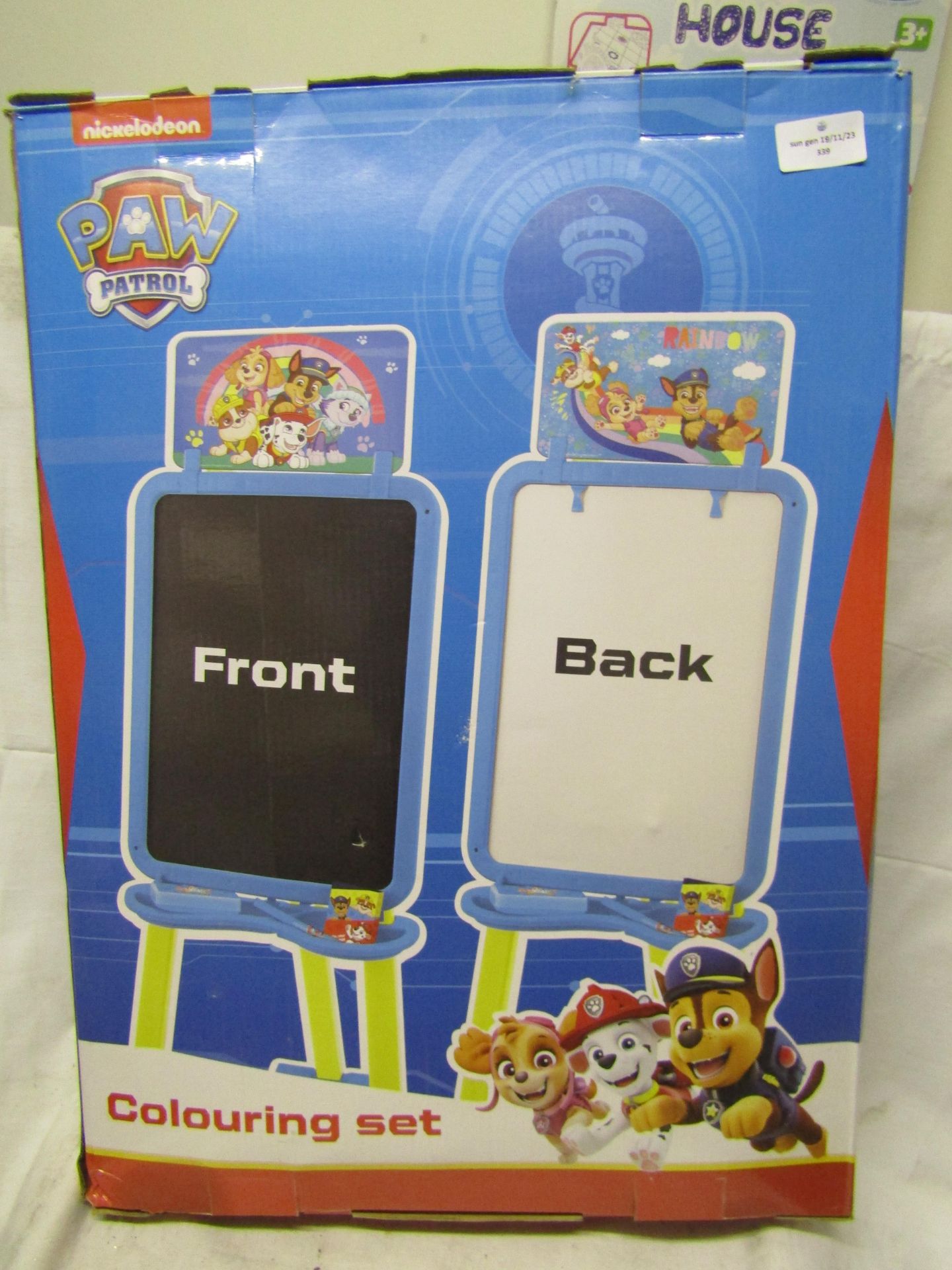 Paw Patrol Colouring Set With Chalk Easel With Drawing Board Marker & Sponge Unchecked & Boxed