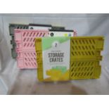 3 XNew 2 PK Small Stackable Storage Crates 25 X 17 X 10 CM Various Colours Unused & Packaged