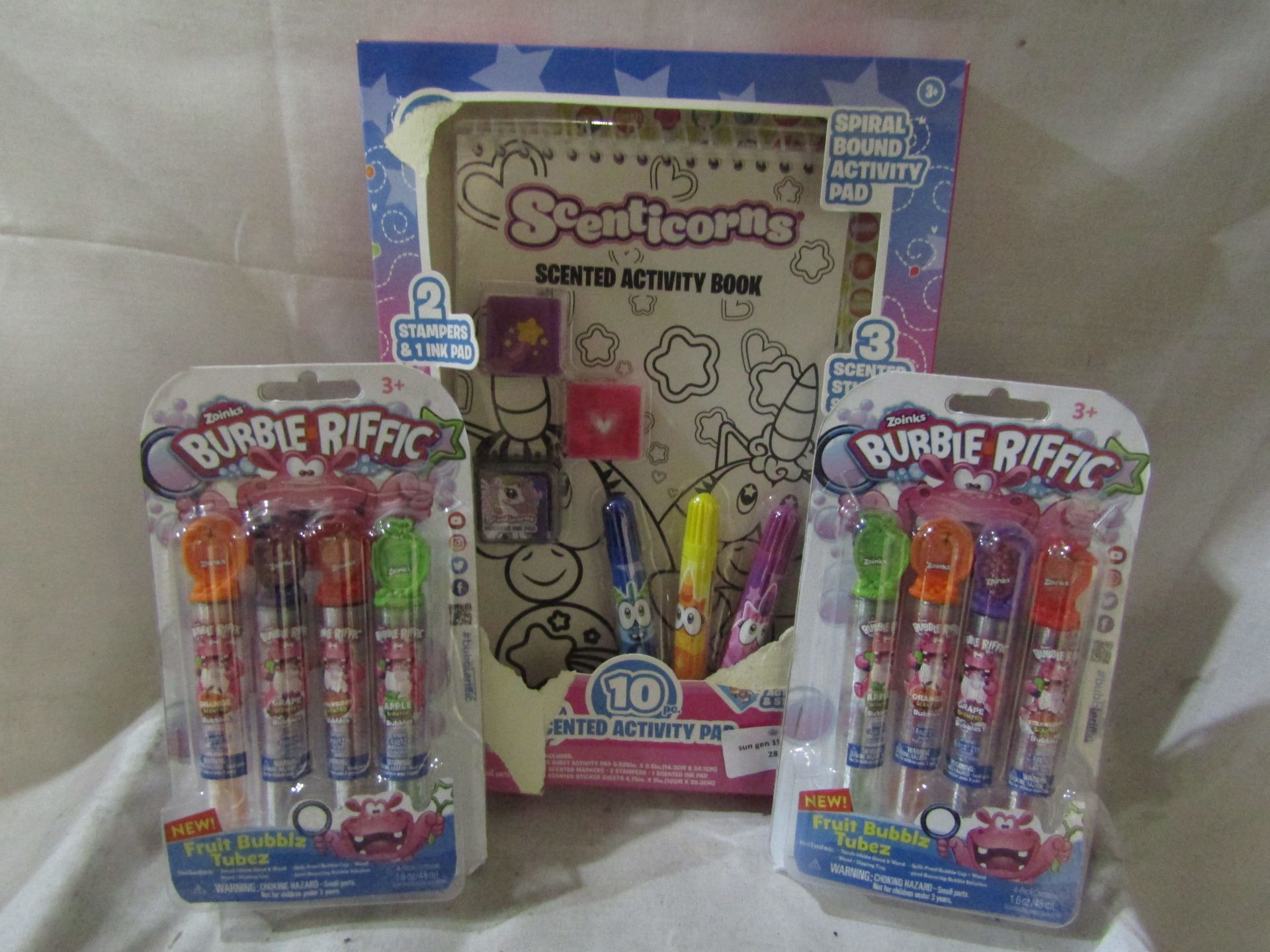 3 X Items Being 2 X Bubble Riffic"s & 1 X 10PC Activity Set All Unchecked