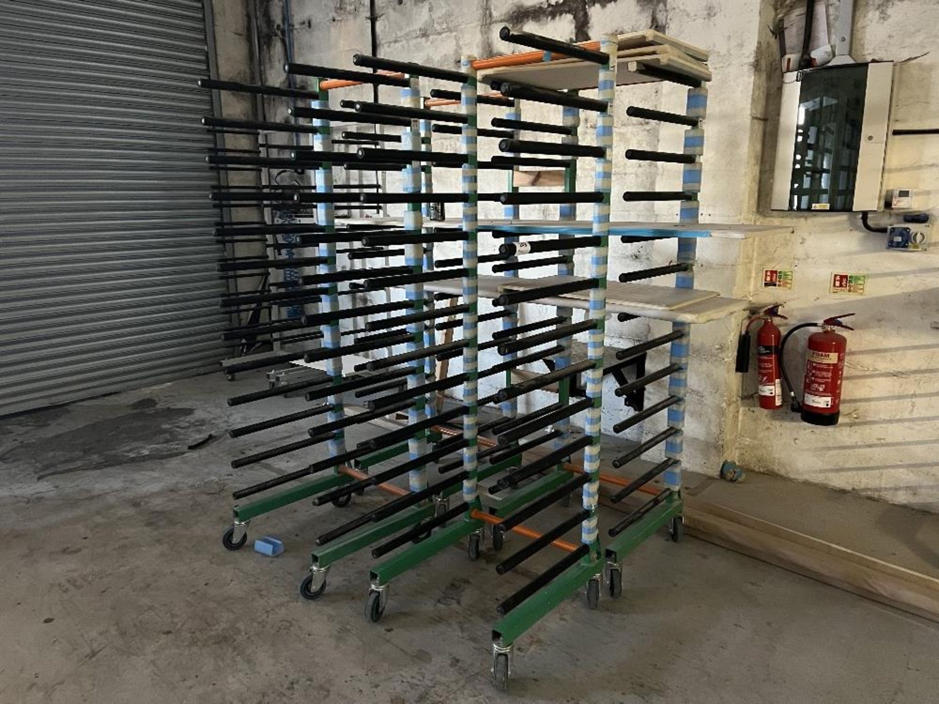 (1) Double and (2) Single Mobile Spray Booth Drying Racks