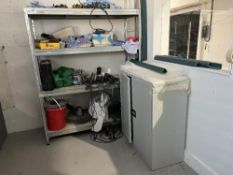 Boltless Rack and Contents with Steel Cupboard