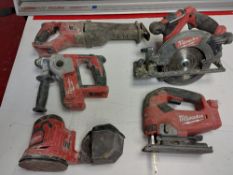Selection of Milwaukee Cordless Tools to Include: