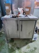 Stainless Steel Desk With Double Tier Under Cupboard