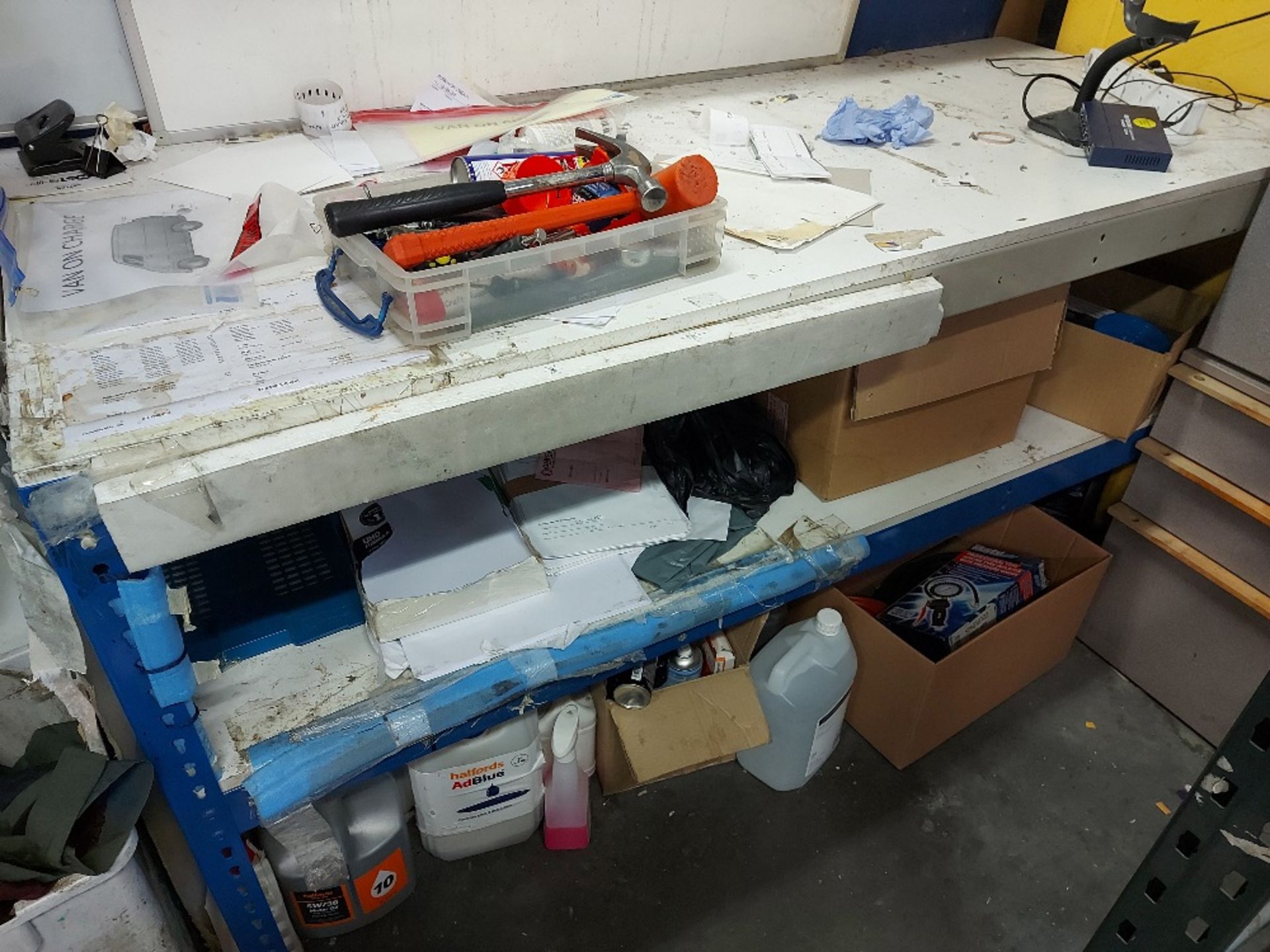 (5) Two Tier Rectangular Boltless Workbenches & Contents - Image 2 of 12