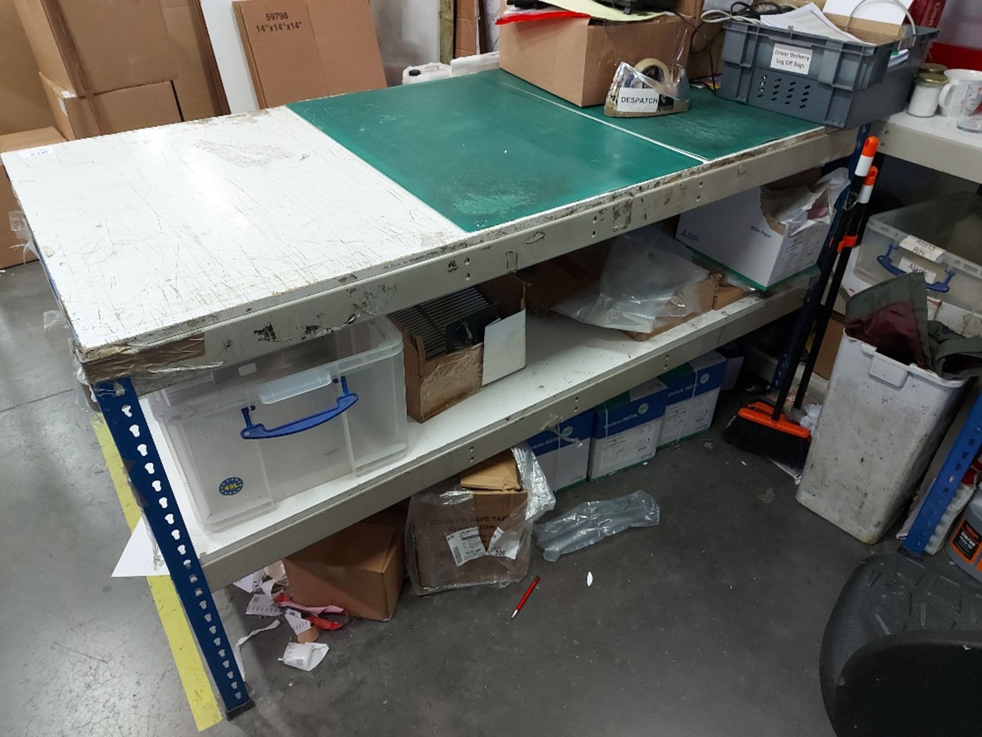 (5) Two Tier Rectangular Boltless Workbenches & Contents