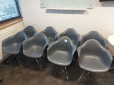 (8) Grey Plastic / Chrome Base Canteen Chairs