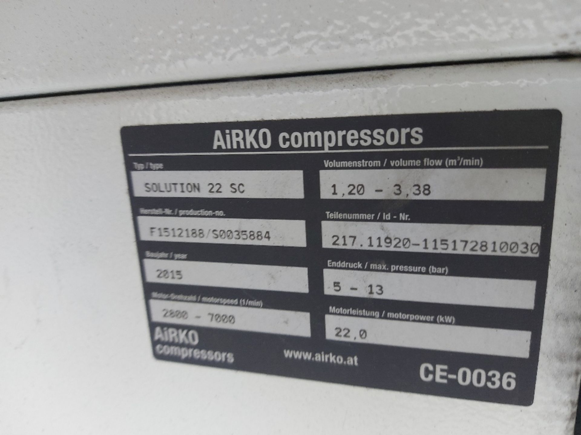 Airko Solution 22 SC 500ltr Screw Compressor - Bild 4 aus 5