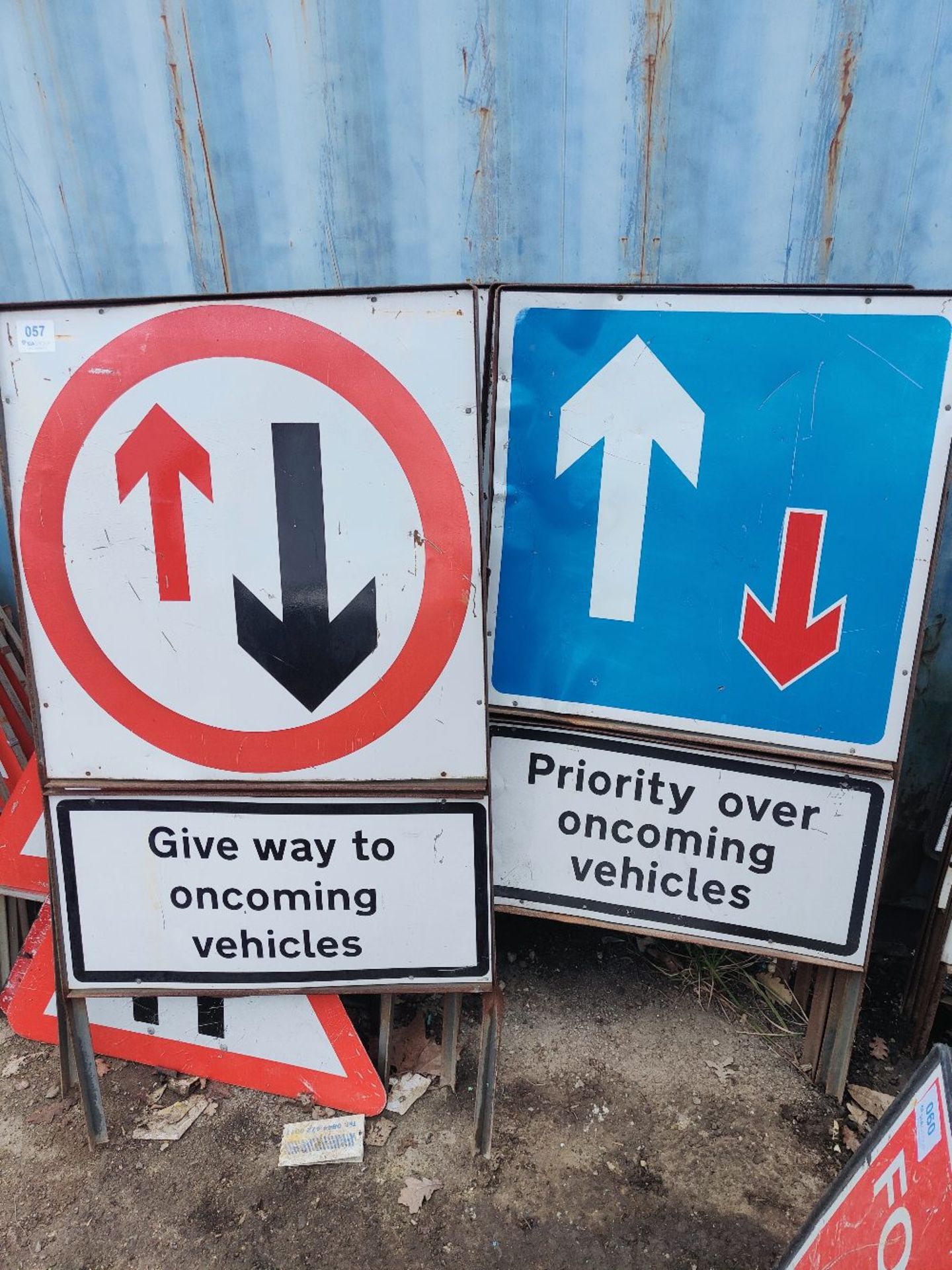 (2) Give way traffic signs and (2) Priority over oncoming vvehicles signs