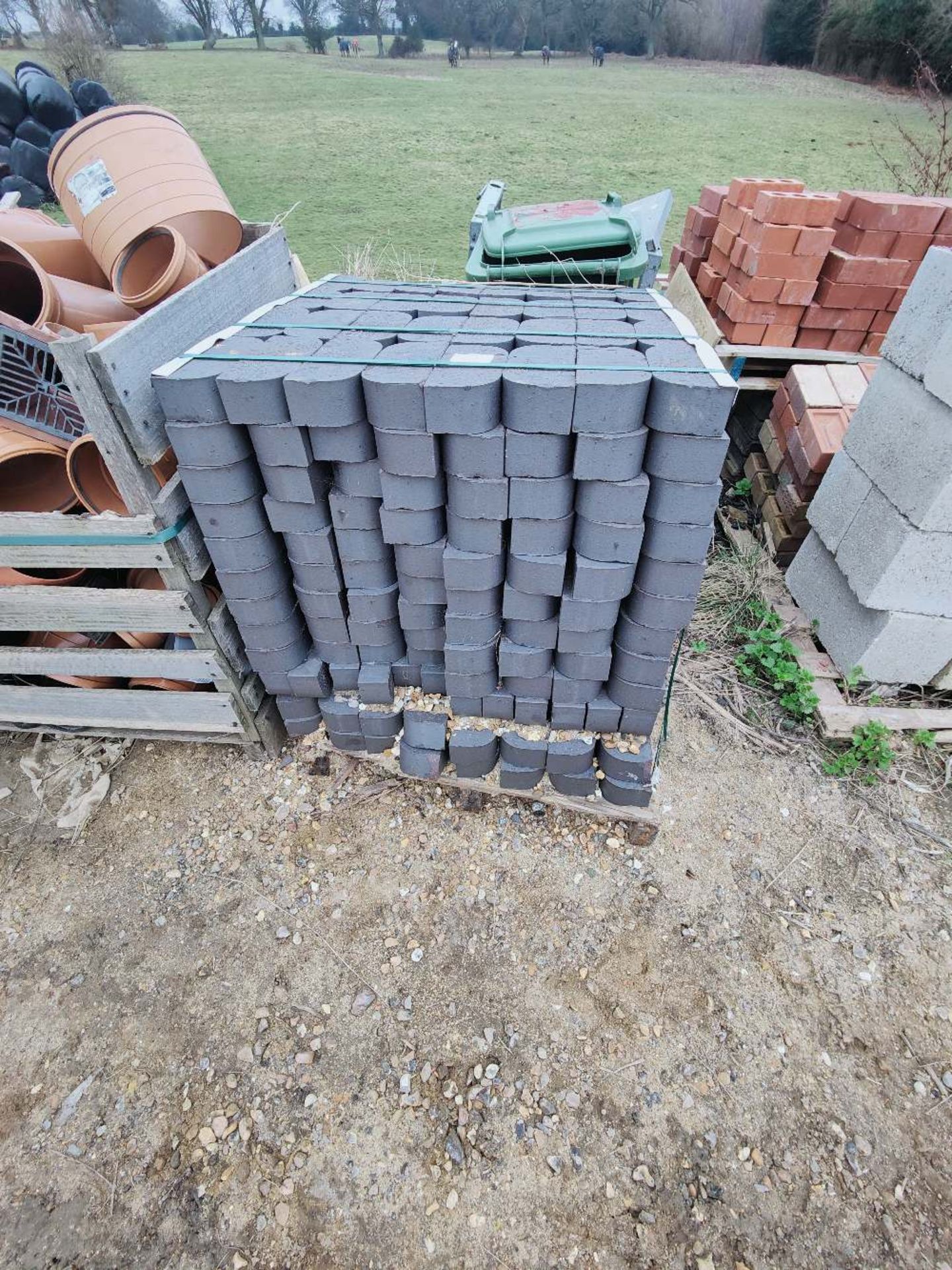Unused pallet of Ketley blue 65mm paving blocks