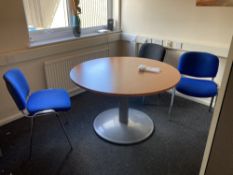 Round Wooden Meeting Table 1200mm diameter & (3) Chairs