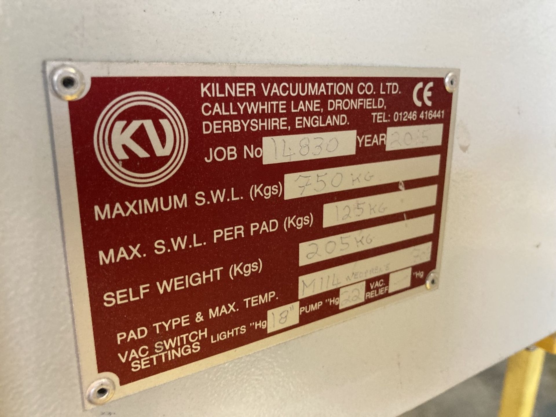 Kilner Vacumation M114 Co. 6 cup forklift truck vacuum handling unit - Image 2 of 7