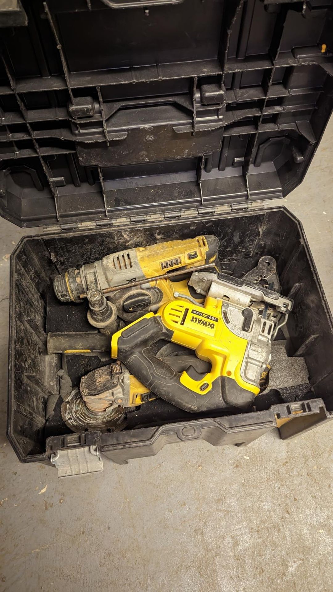 Dewalt cordless SDS drill, angle grinder and jigsaw