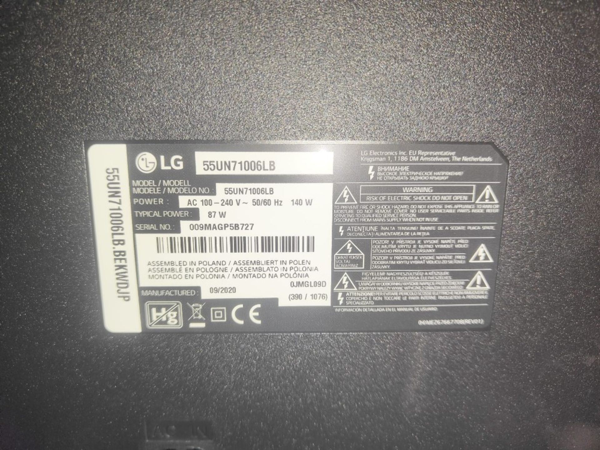 LG Model: 55UN71006LB 55" Television - Image 2 of 2