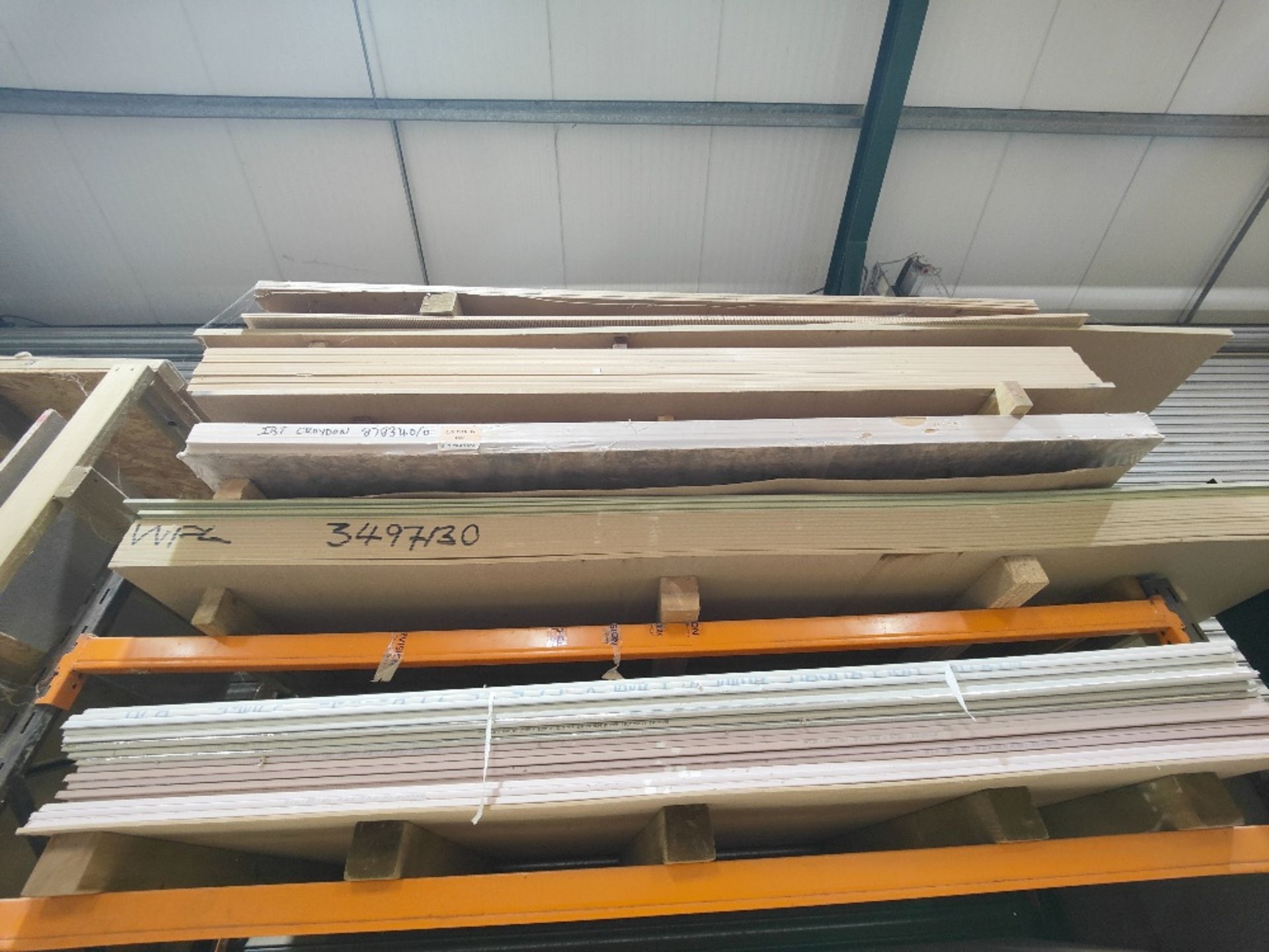 Large quantity of sheet timber stock in racking to include: - Image 9 of 9