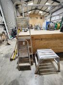 (2) Aluminium step ladders and a folding aluminium work platform