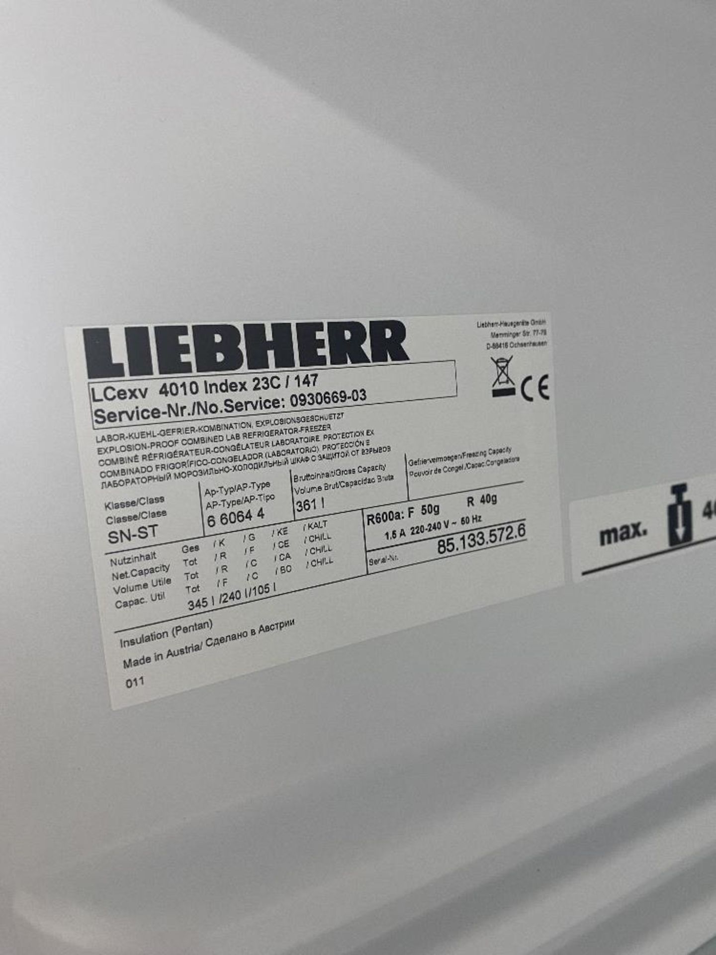 Liebherr LCexv 4010 MediLine Fridge/Freezer Combination - Image 3 of 4