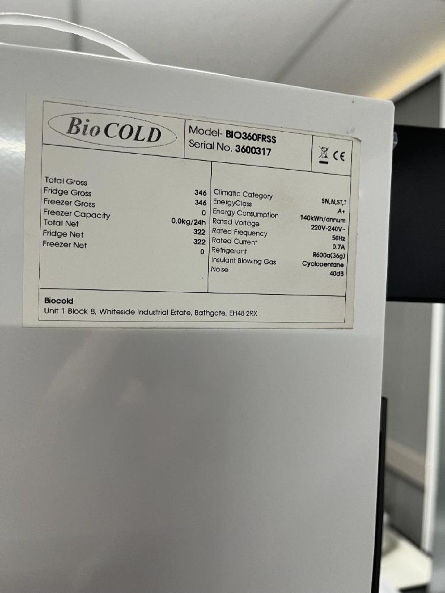 Biolcold BIO360FRSS Upright Laboratory Refrigerator - Image 6 of 6