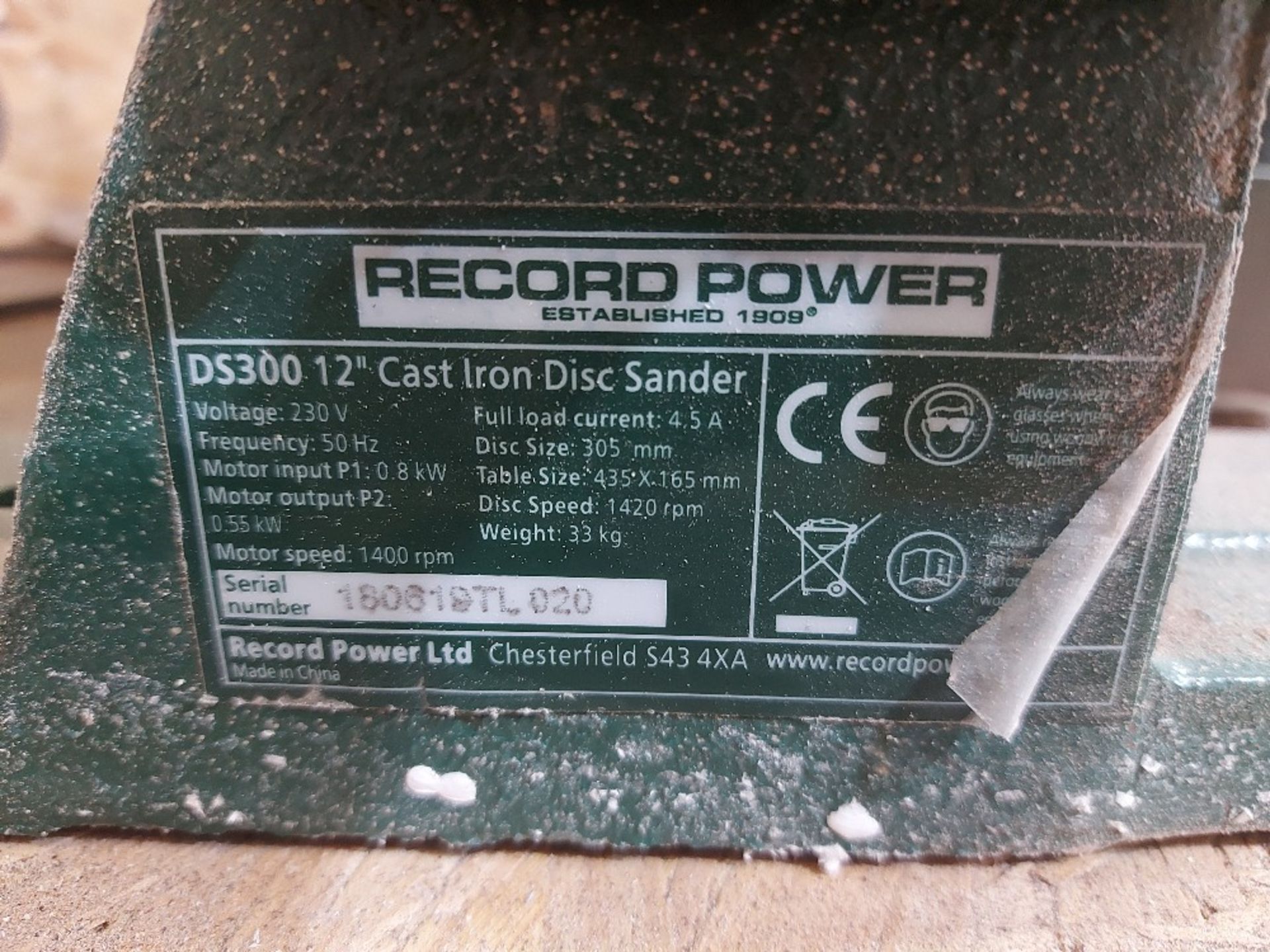 Record Power DS300 12" Cast Iron Disk Sander - Image 4 of 5