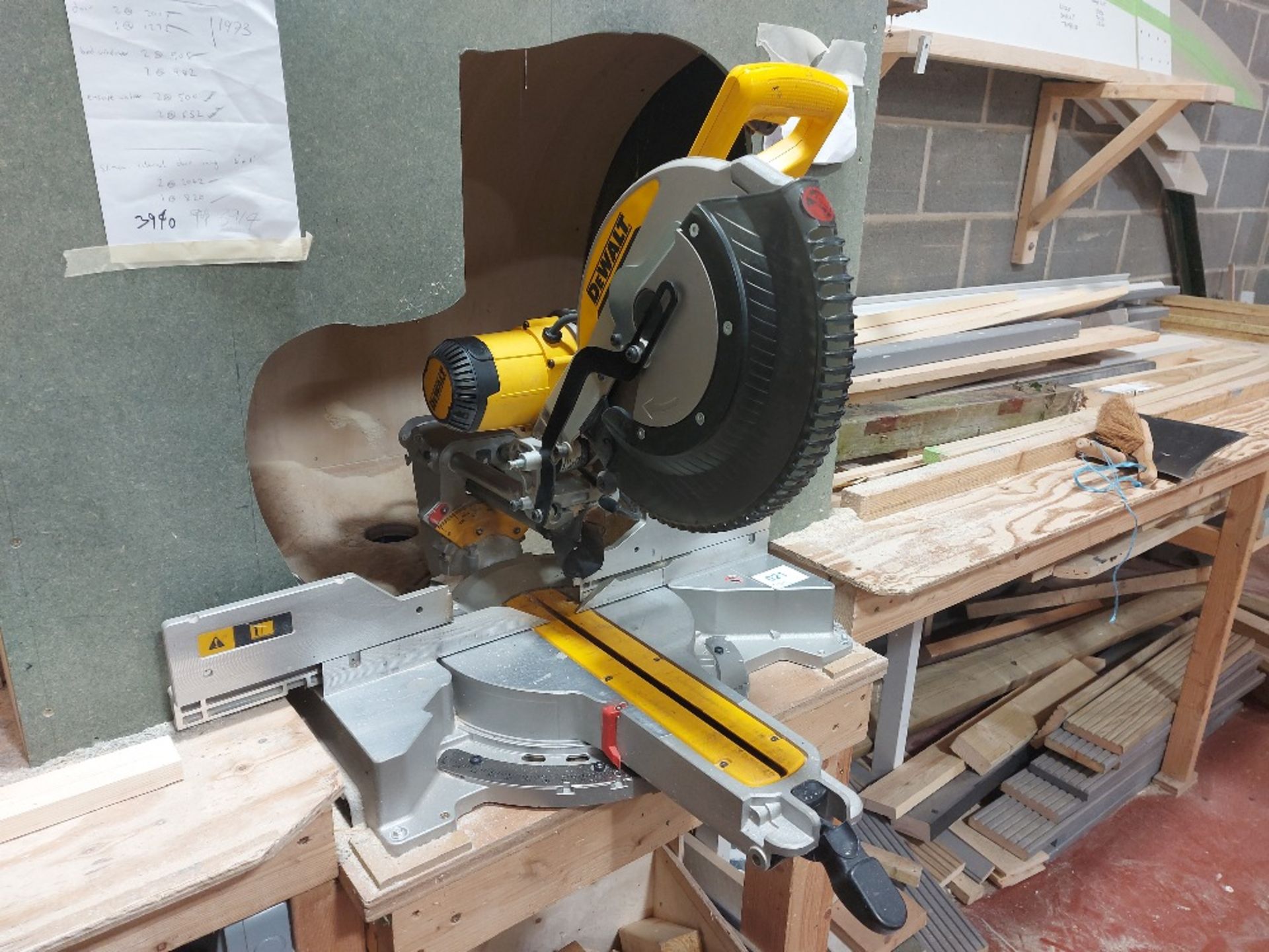 DeWalt DWS780 Sliding Compound Mitre Saw With Camvac Cvg356-6 Dust Extraction Unit