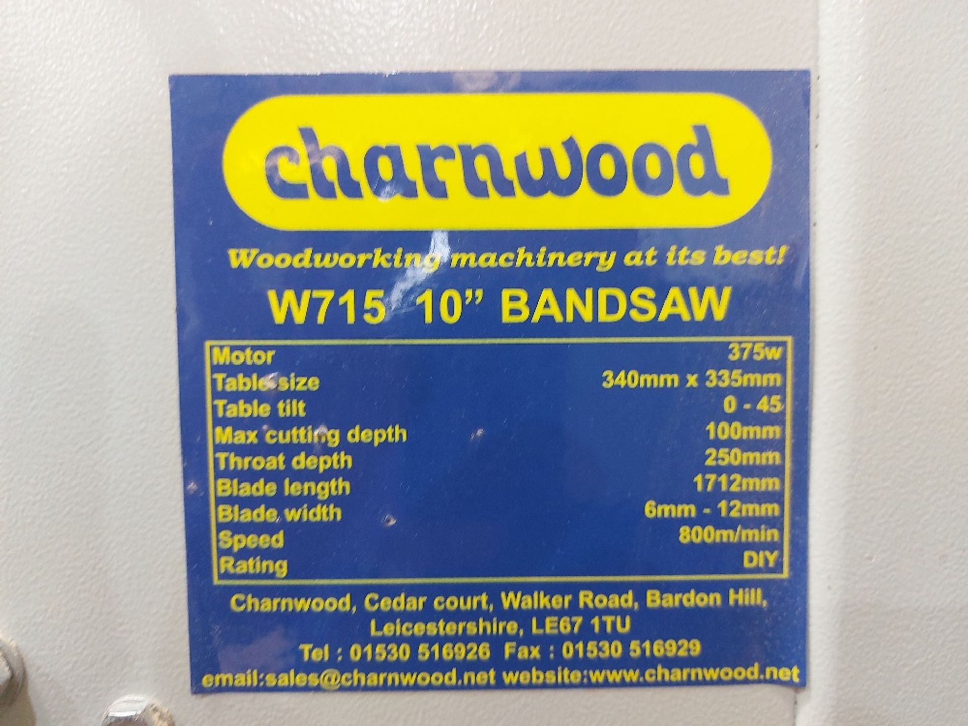 Charnwood W715 10" Woodworking Bandsaw With Mobile Stand - Image 5 of 6