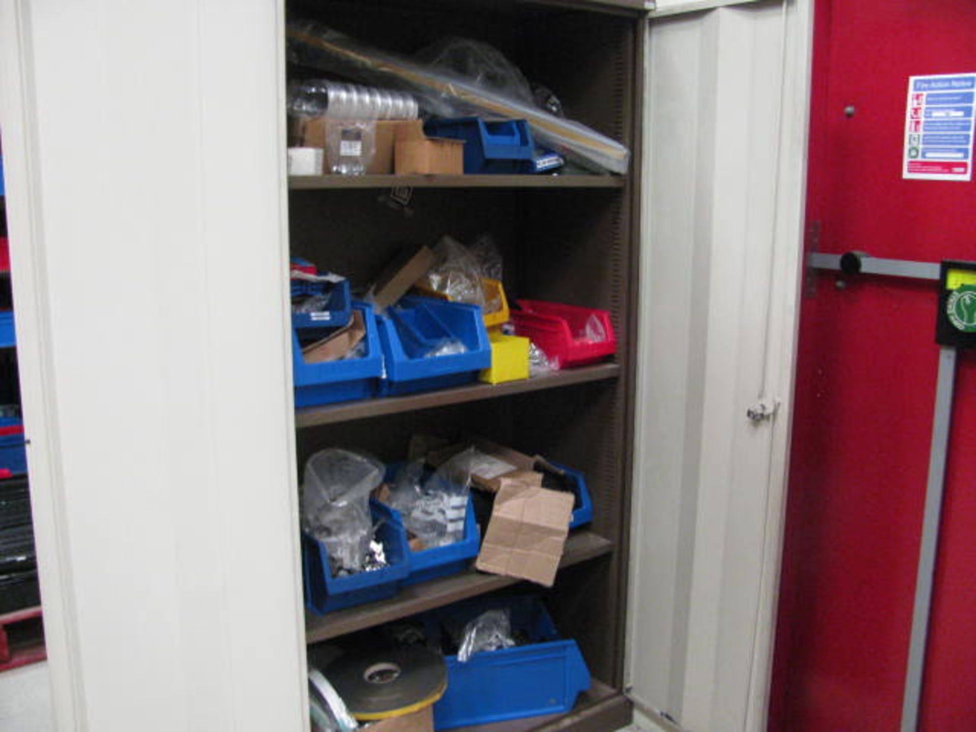 (2) Steel workshop boltless shelving units and 2Xsteel workshop cupboards and contents - Image 5 of 6