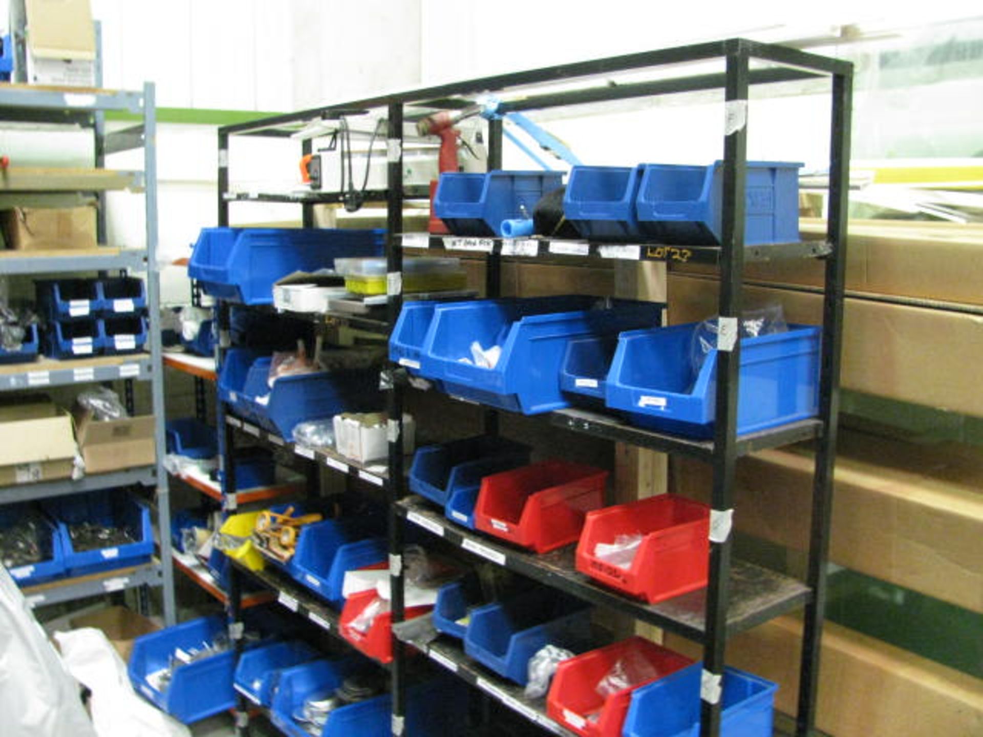 (2) Steel workshop boltless shelving units and 2Xsteel workshop cupboards and contents - Image 2 of 6