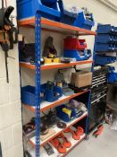 boltless shelving unit and Lin Bin wall racks with contents