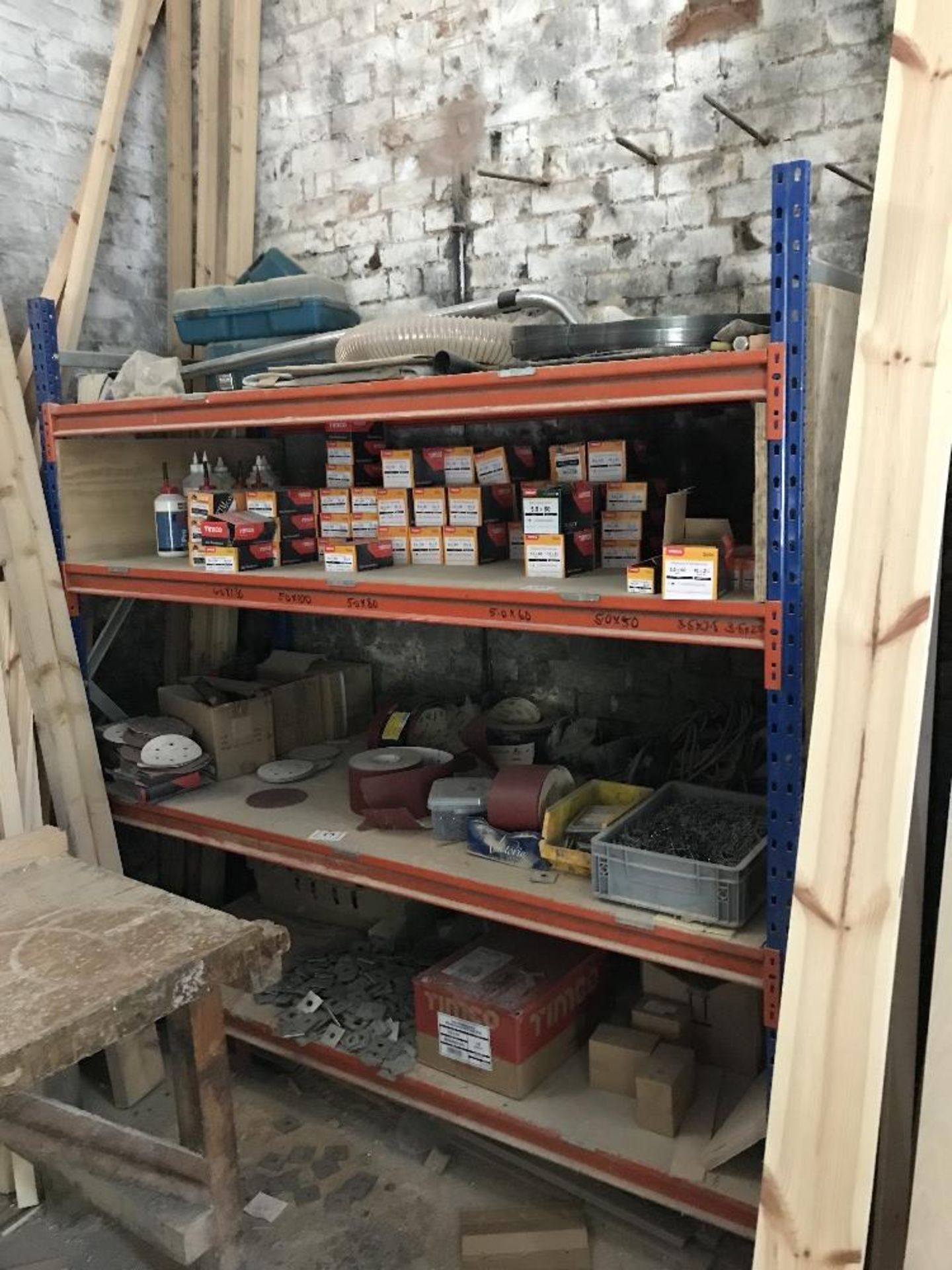 Single bay of racking with contents