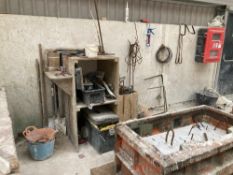 Steel Workshop Bay With Contents To Include Steel Rebar Rods and (2) Toolbox with contents