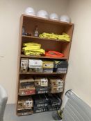 Wooden Cupboard With Contents To Include Hi Vis's, Safety Boots, Safety Hats ETC