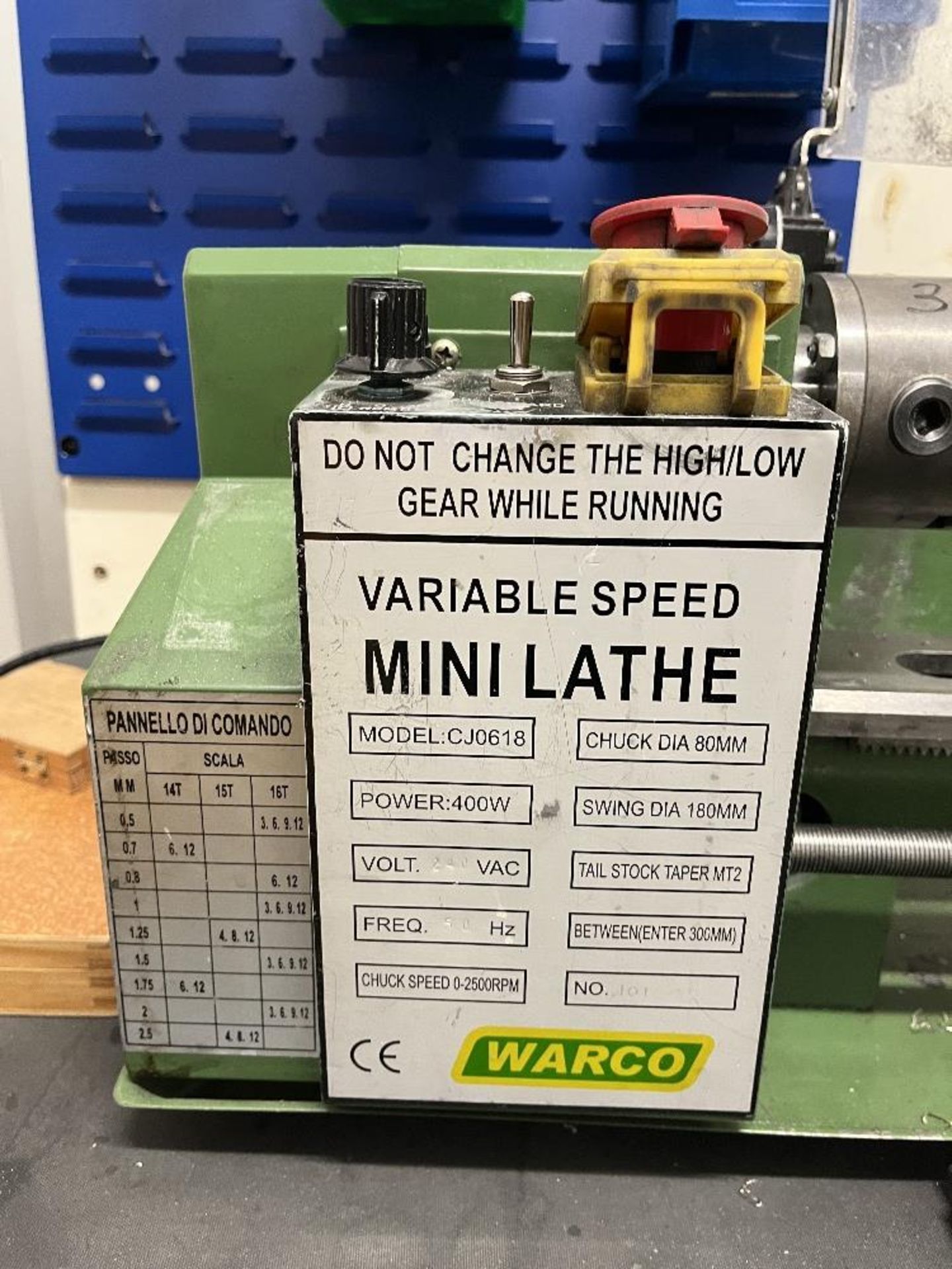 Warco CJ0618 Variable Speed Benchtop Mini Lathe with Trolley - Image 4 of 5
